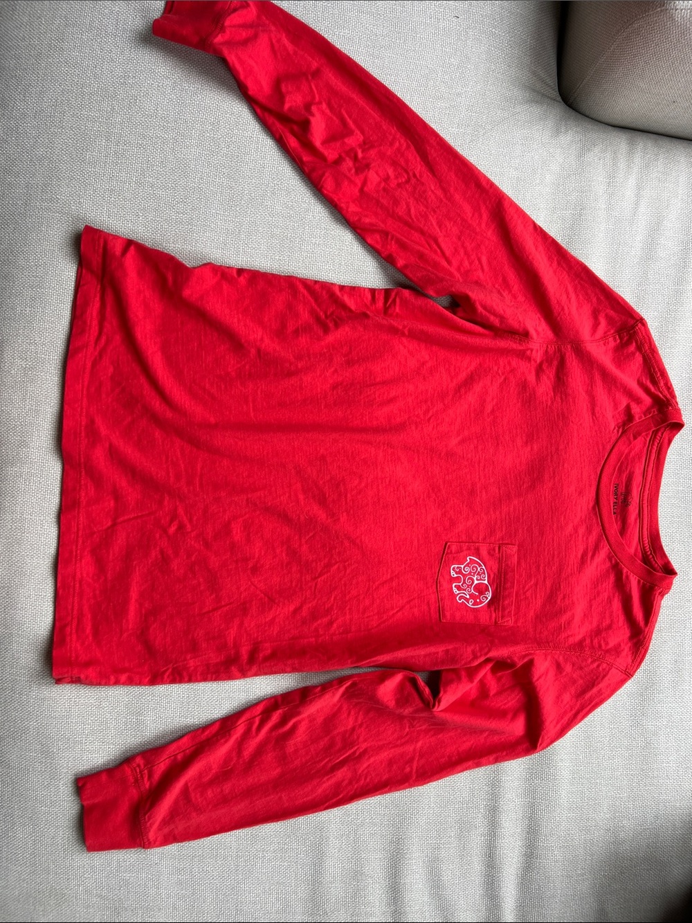 ivory ella Red Crewneck Tee with Subtle Logo Print
